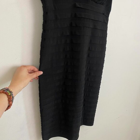 XSCAPE black ruffle sweetheart neckline dress - Picture 3 of 5